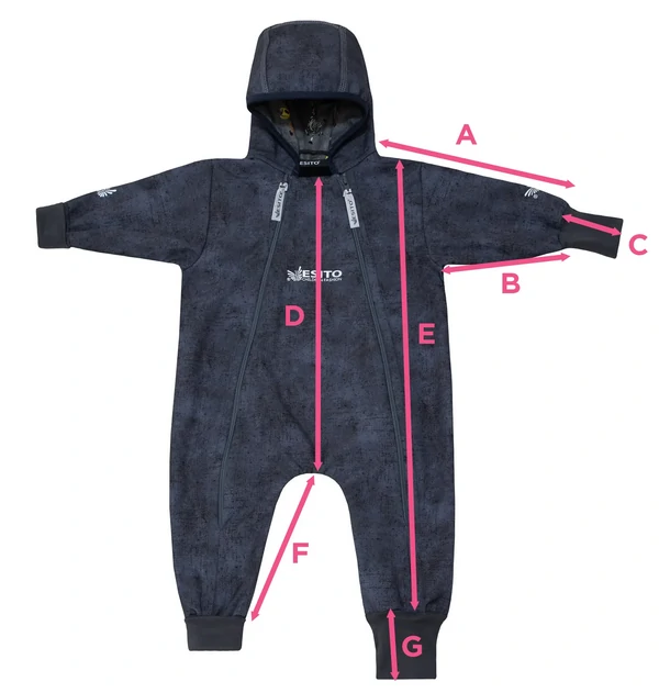 Rozměry kombinéza s kožíškem
