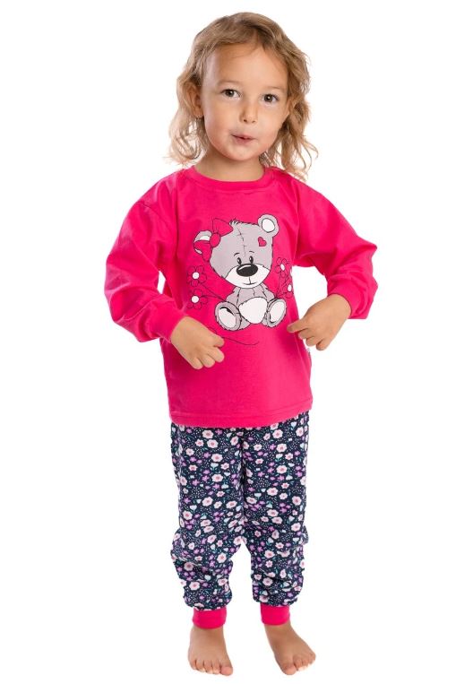 Dívčí pyžamo Betty Mode vel. 110 tmavě růžové s medvídkem