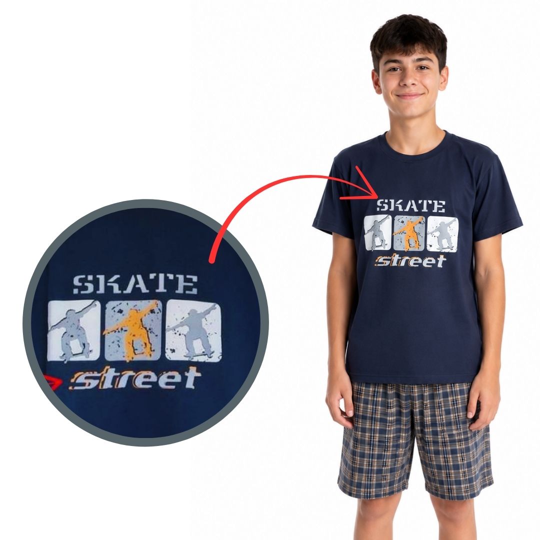 Chlapecké pyžamo Betty Mode letní tmavě modré SKATE street