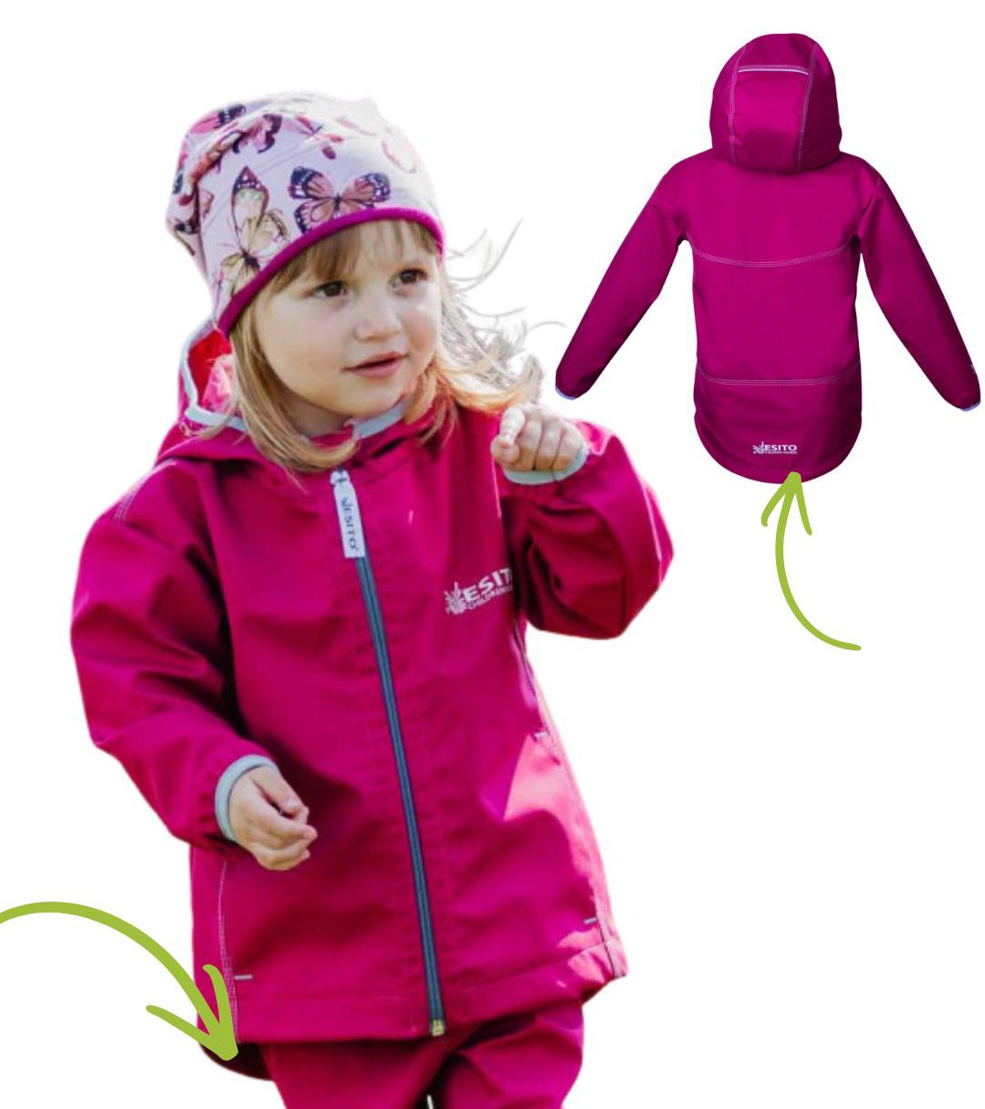 Dívčí jarní/letní softshellová bunda Esito Mono bez fleecu vel. 98-140 malinová (fuchsia)