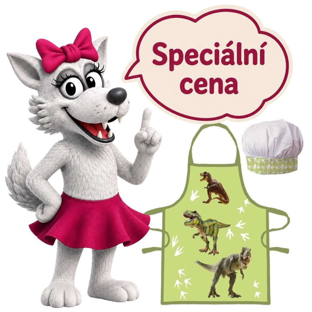 SADA: Kuchařská zástěra a čepice DINO