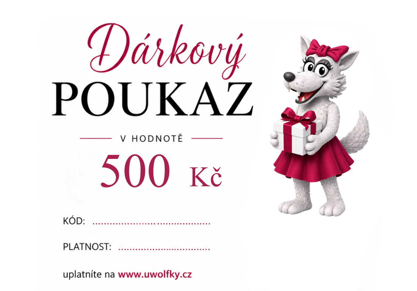 Dárkový poukaz 500 Kč zaslaný e-mailem