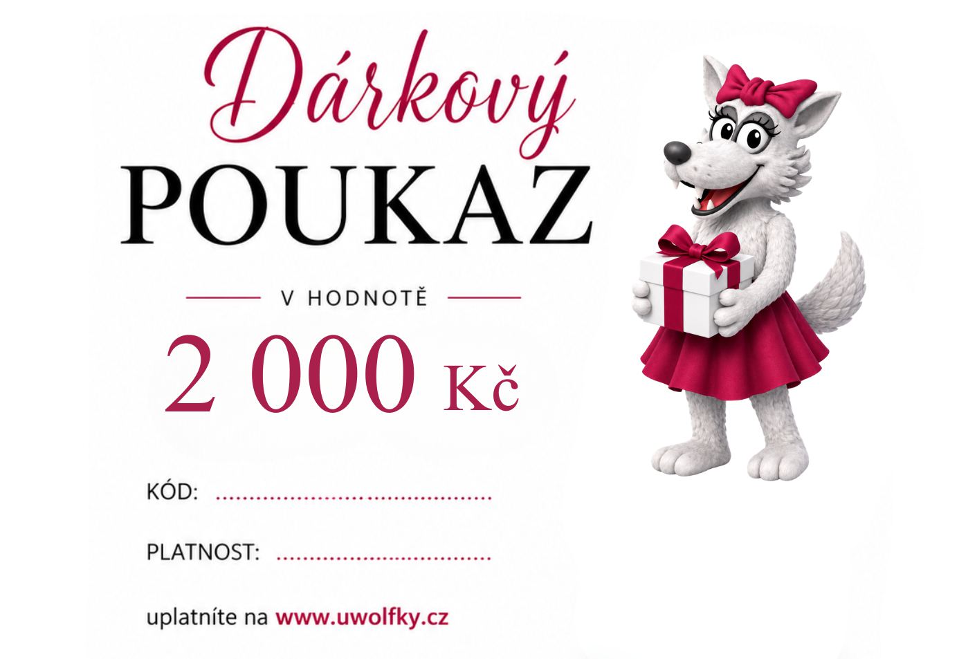 Dárkový poukaz 2000 Kč zaslaný e-mailem