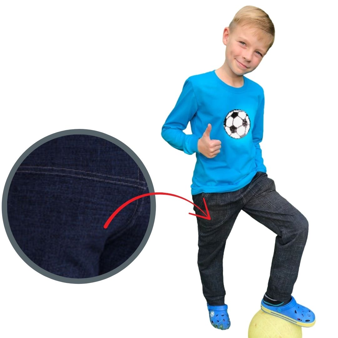 Chlapecké kalhoty - imitace rifloviny vel. 92-152 modré denim
