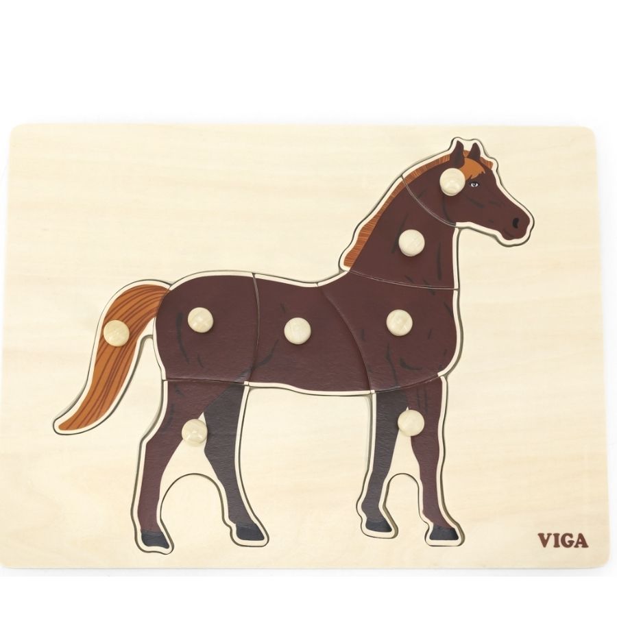 Dřevěná montessori vkládačka - puzzle Kůň