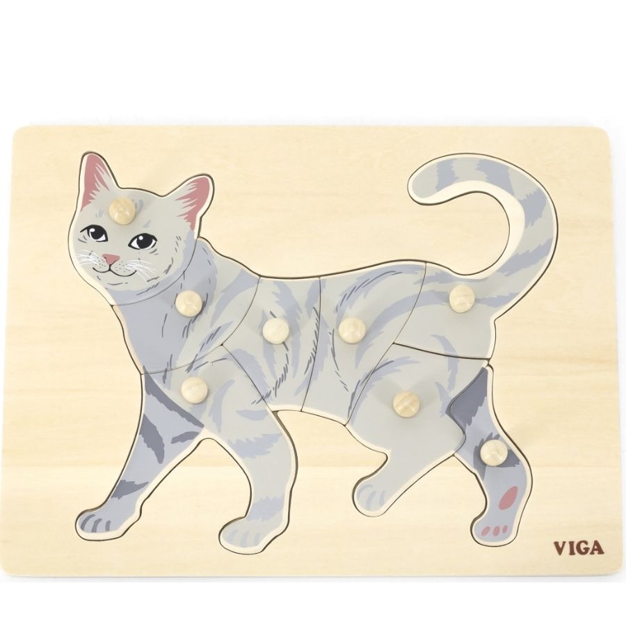 Dřevěná montessori vkládačka - puzzle Kočka