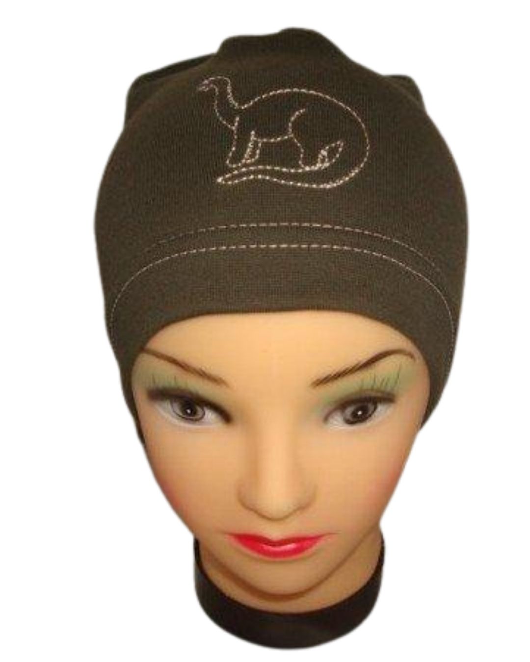 Jarní/podzimní čepice khaki s dinem obvod 45-51 cm