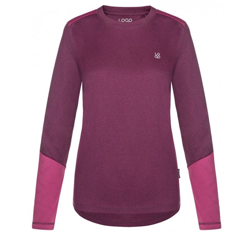 Dámské termotriko Loap Peony vel. S-XL vínové žíhané