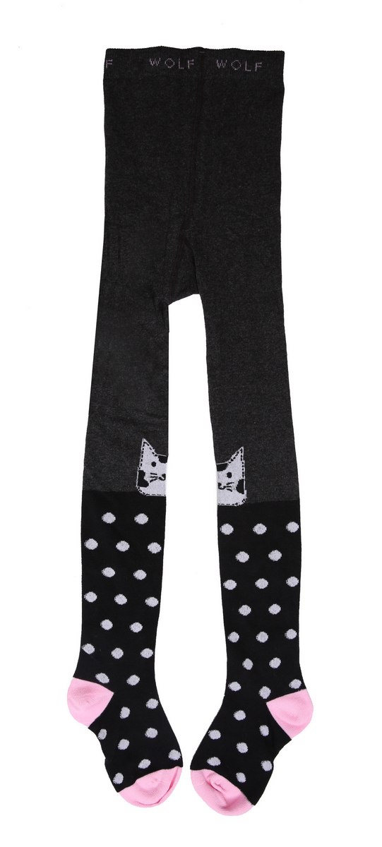 Dívčí punčocháče Wolf P2110 vel. 98/104 černé s kočičkou
