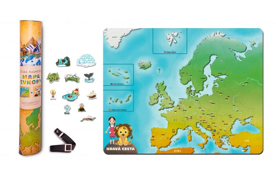 Magnetická mapa Evropy pro děti 44 x 56 cm