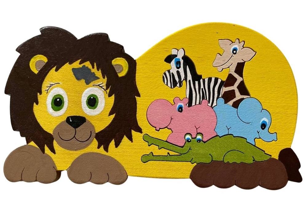 Dřevěná skládačka lvíček Tuláček ZOO - VÝPRODEJ