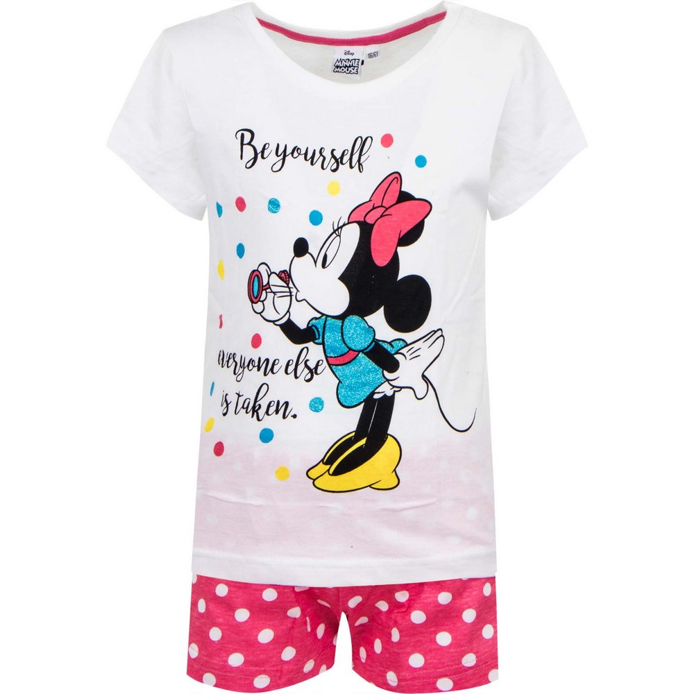Dívčí letní pyžamo Minnie vel. 128 bílé s růžovou