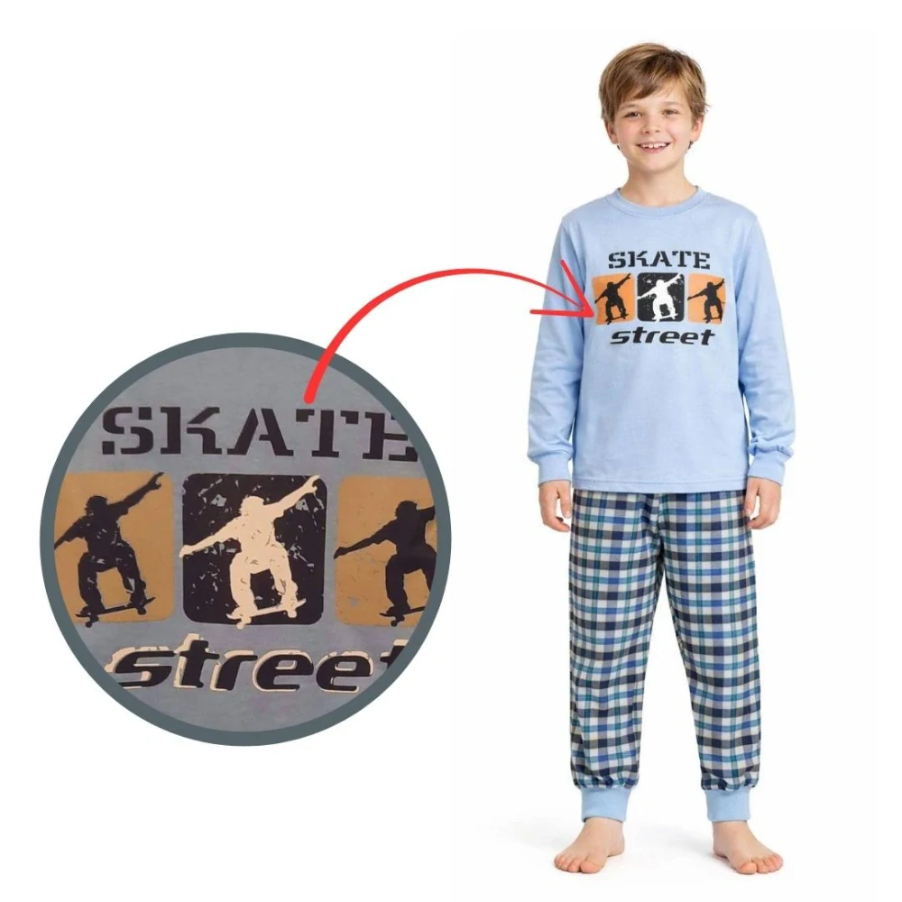 Chlapecké pyžamo Betty Mode SKATE světle modré
