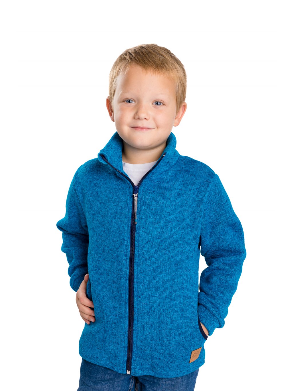 Outdoorová chlapecká mikina Betty mode (imitace svetroviny) vel. 98 tyrkysová