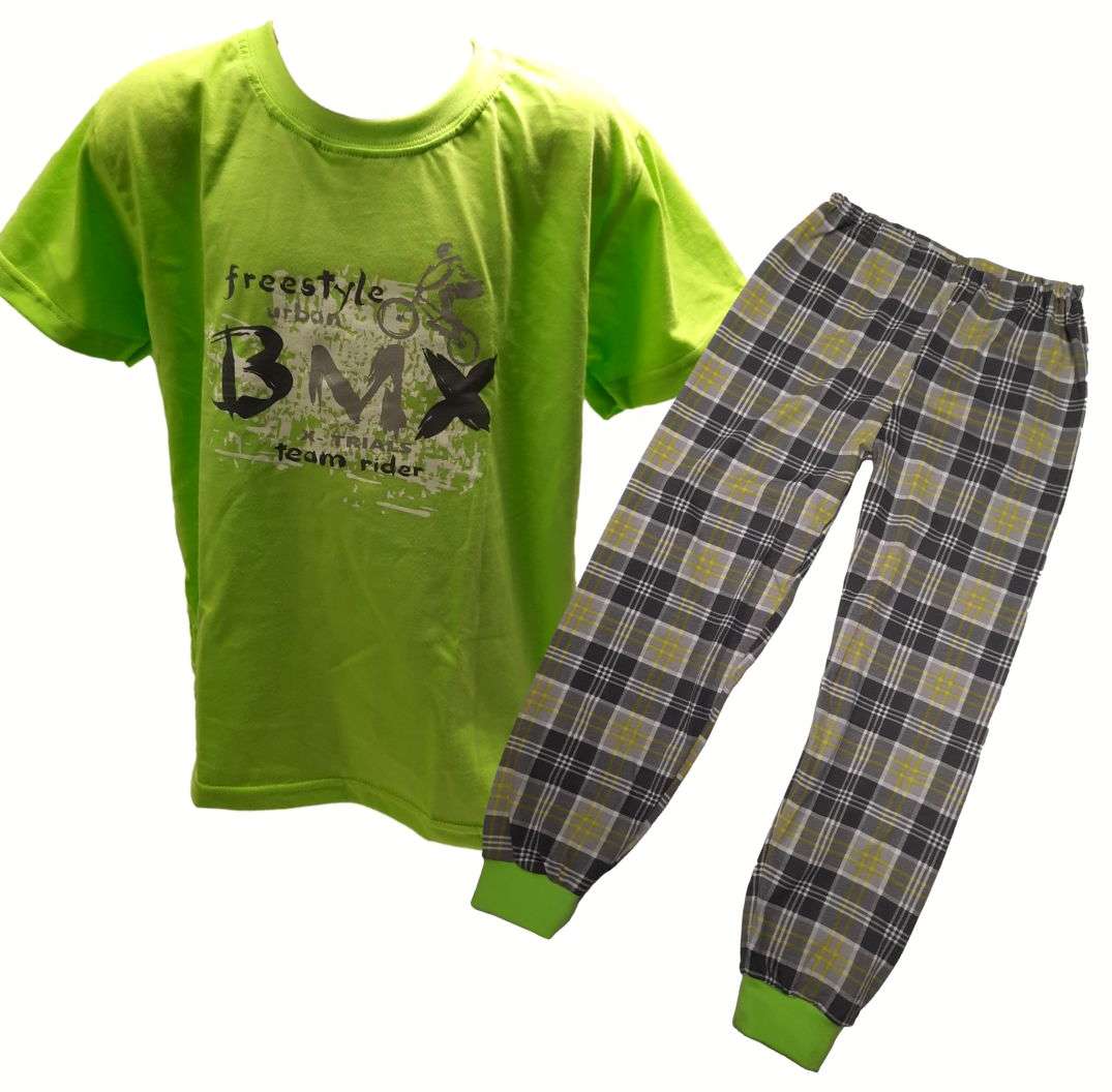 Chlapecké pyžamo Betty Mode krátký rukáv / dlouhé nohavice vel. 134-176 zelené BMX