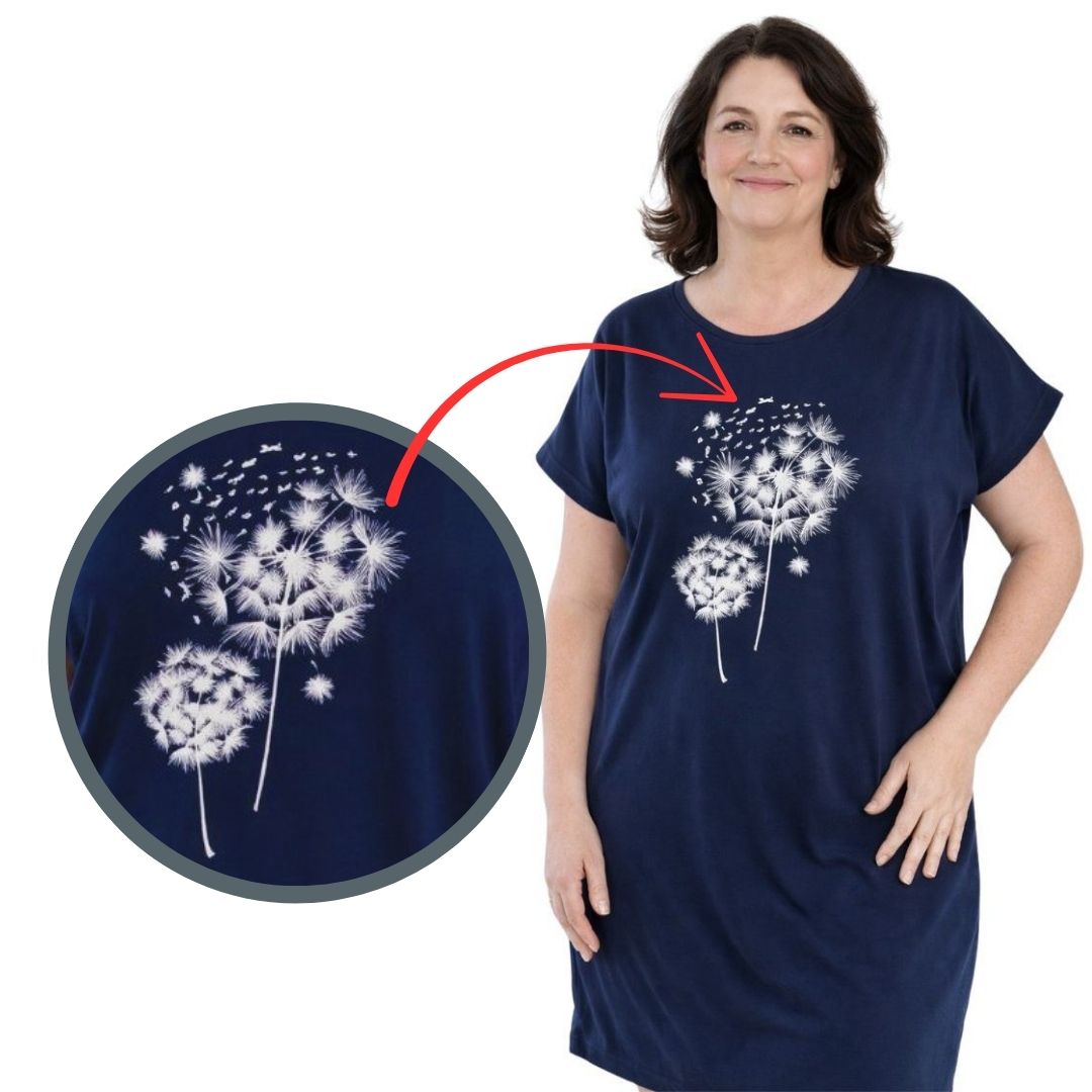 Dámská noční košile Betty mode tmavě modrá pampelišky
