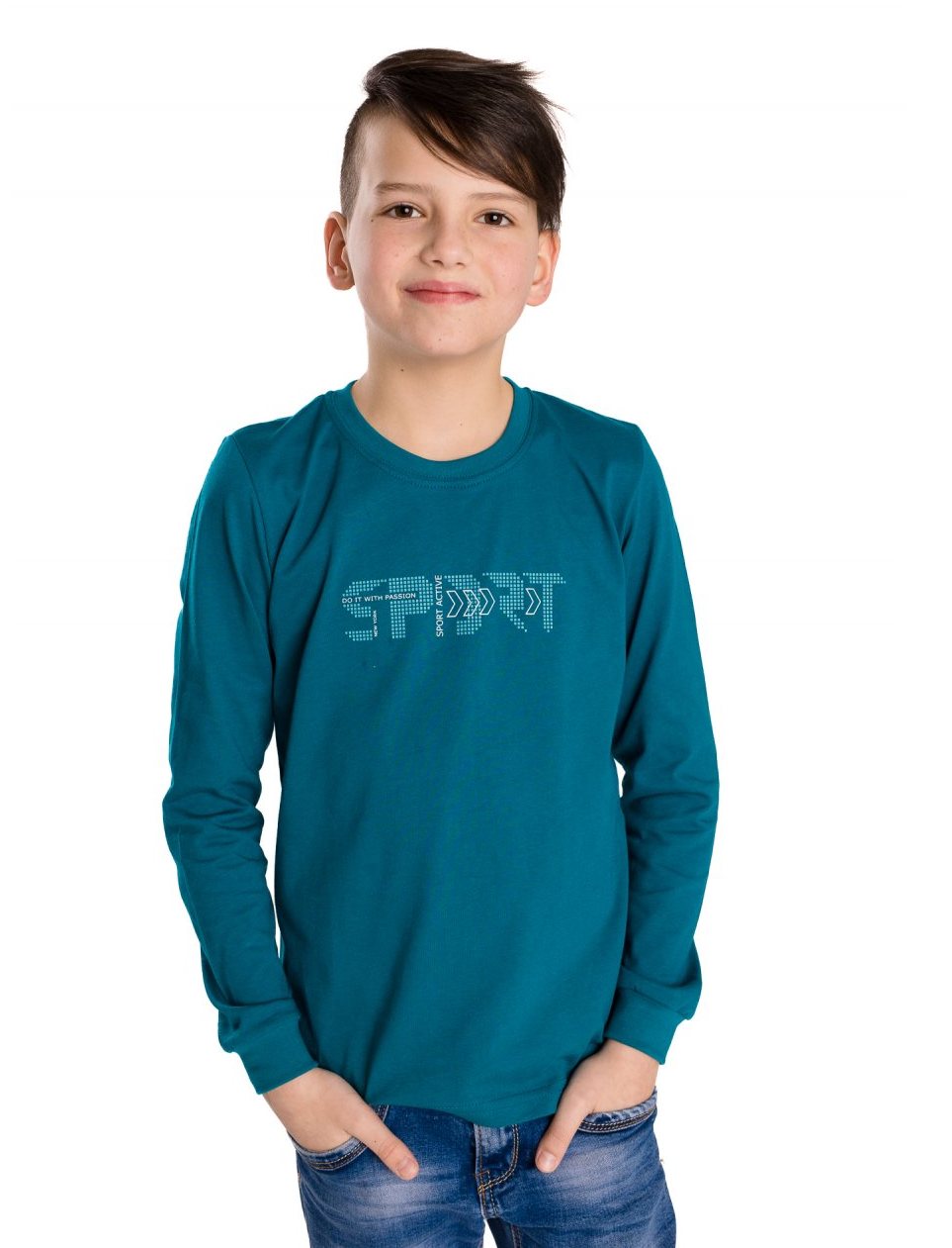 Chlapecké triko Betty mode vel. 134-152 Sport petrolejové