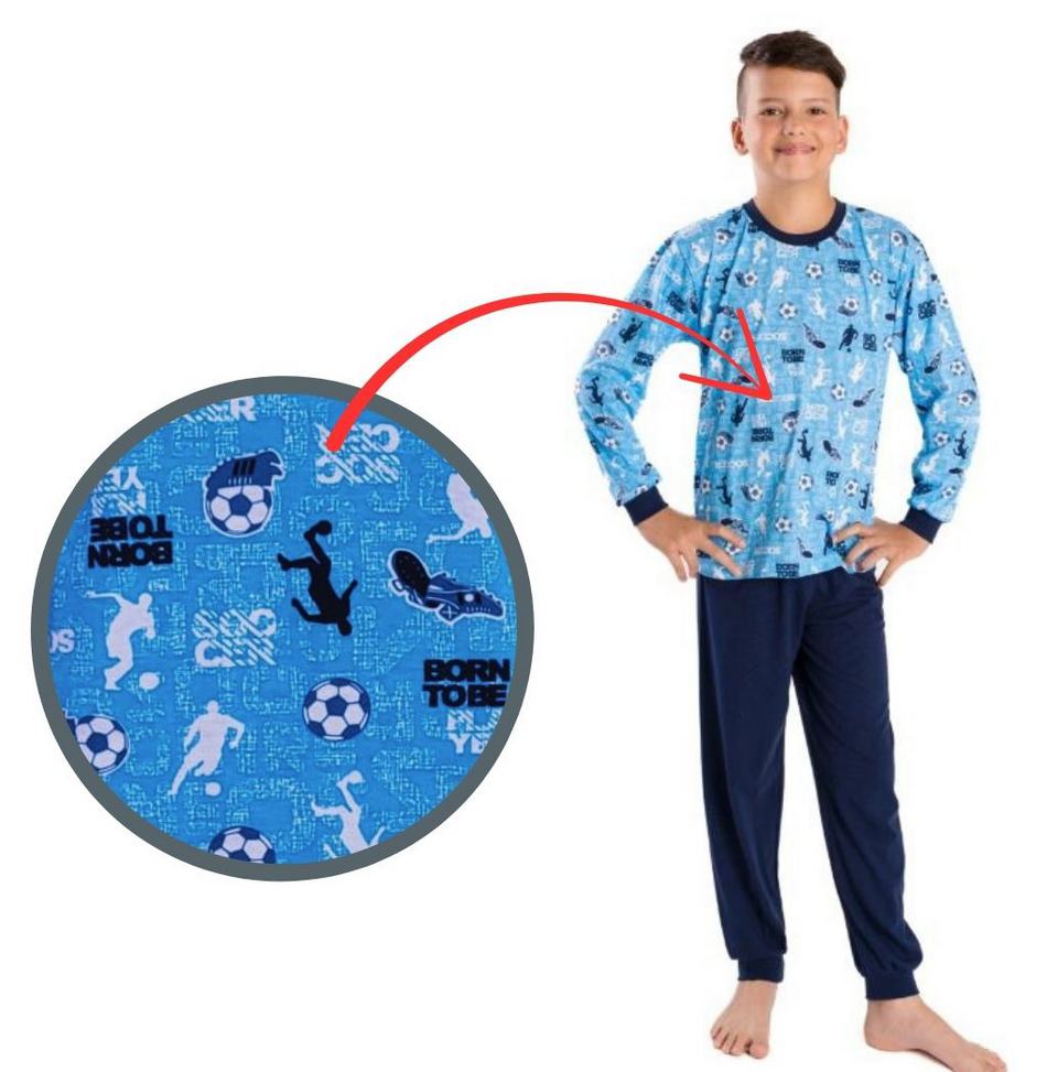 Chlapecké pyžamo Betty Mode modré fotbal