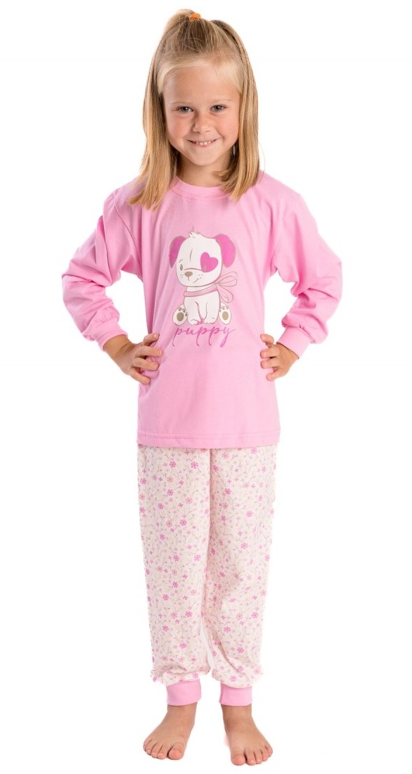 Dívčí pyžamo Betty Mode vel. 122 růžové štěně
