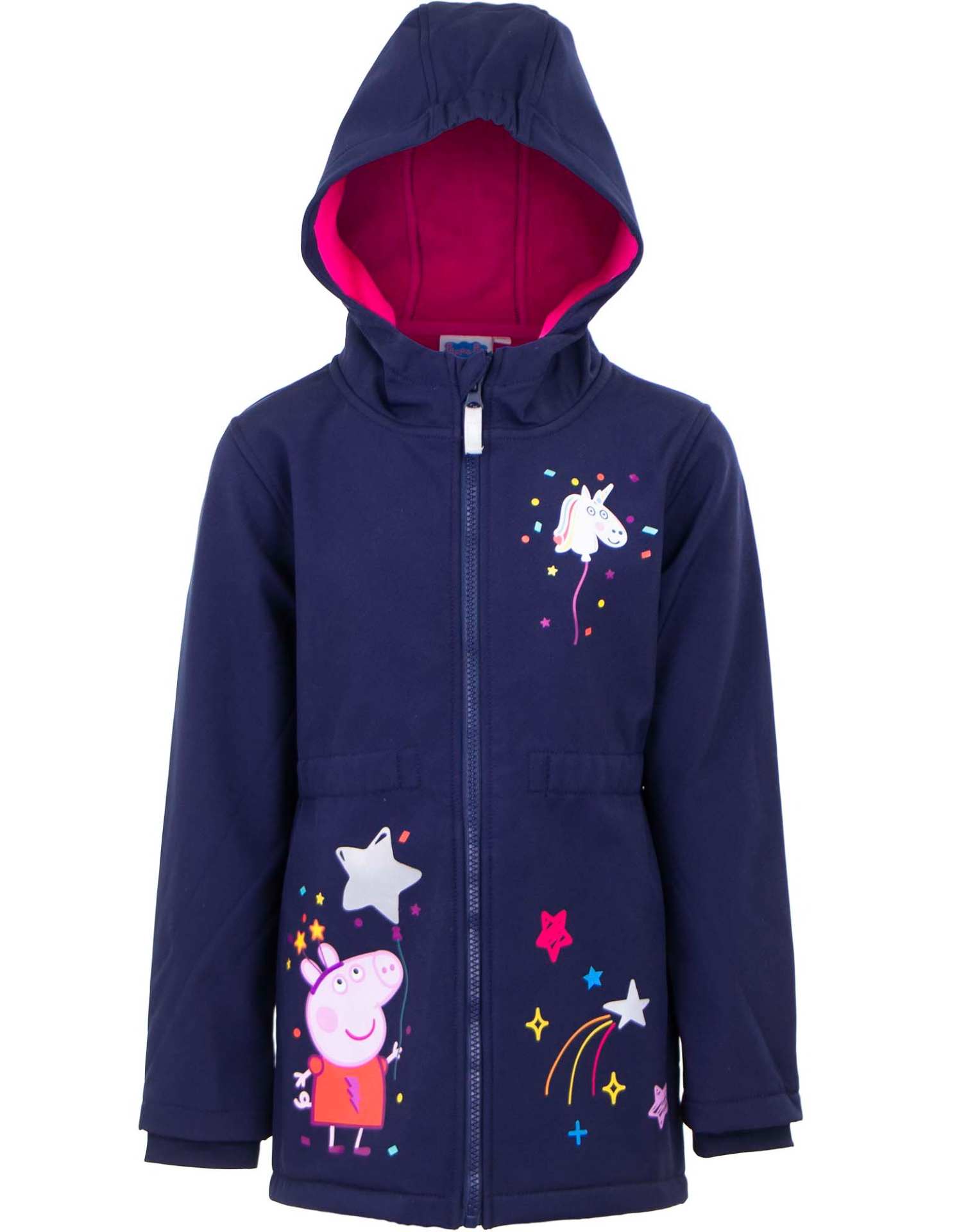 Dívčí softshellová bunda s fleecem Peppa Pig vel. 122/128 tmavě modrá s růžovou