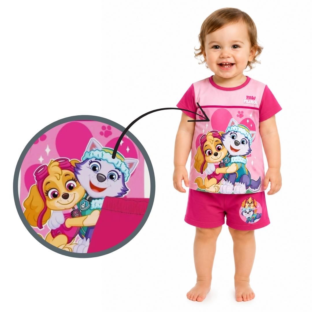 Dívčí letní pyžamo Paw Patrol tmavě růžové