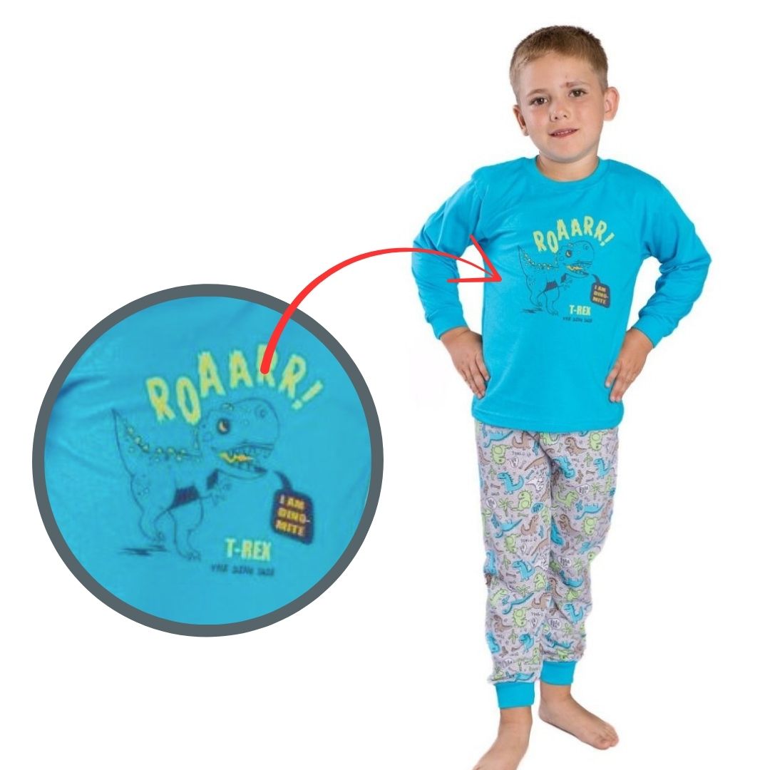 Chlapecké pyžamo Betty Mode tyrkysové T-REX