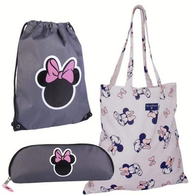 Třídílná sada Minnie - taška + sportovní vak + pouzdro/etue 