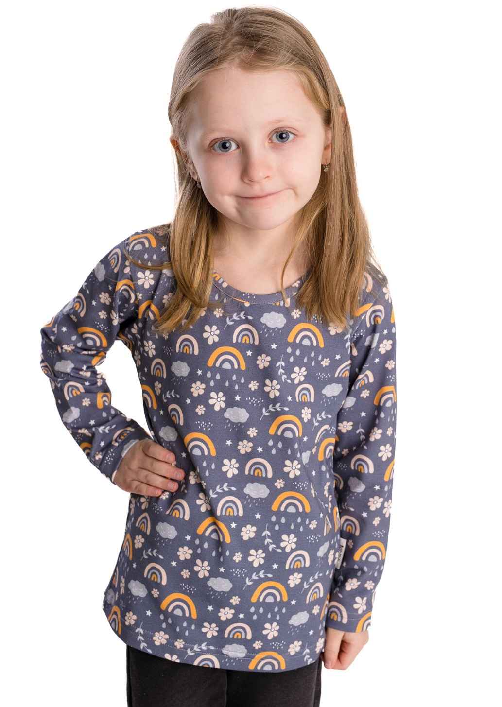 Dívčí triko Betty mode vel. 98-146 šedé s duhou