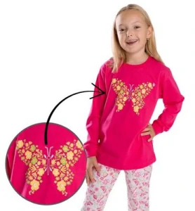 Dívčí pyžamo Betty Mode vel. 128,134 tmavě růžové motýl