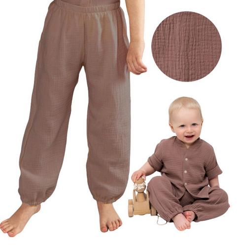 Dětské mušelínové kalhoty Esito Luca vel. 98-122 hnědé