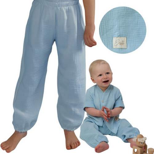 Dětské mušelínové kalhoty Esito Luca vel. 98-122 modré