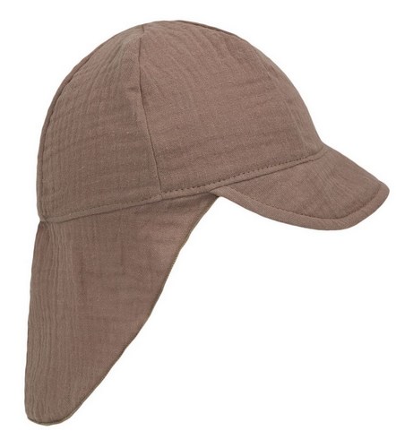 Dětská mušelínová kšiltovka Esito s krytím krku - hnědá
