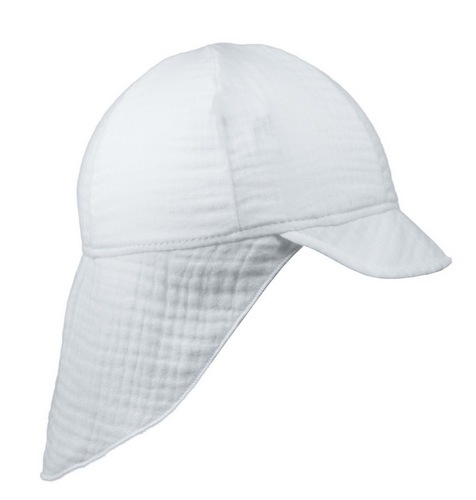 Dětská mušelínová kšiltovka Esito s krytím krku - bílá