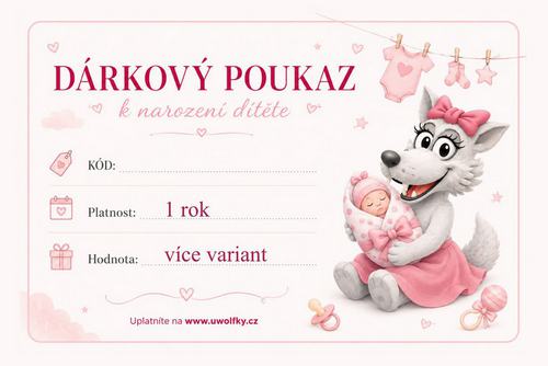 Dárkový poukaz narození dítěte růžový pro holčičku zaslání e-mailem