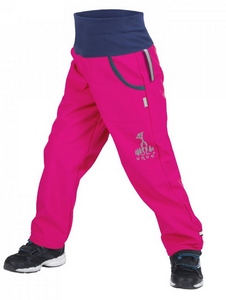 Dívčí softshellové kalhoty Unuo s fleecem vel. 98-128 tmavě růžové