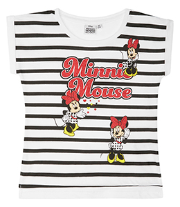 Dívčí tričko Minnie vel. 116 bílé s pruhy