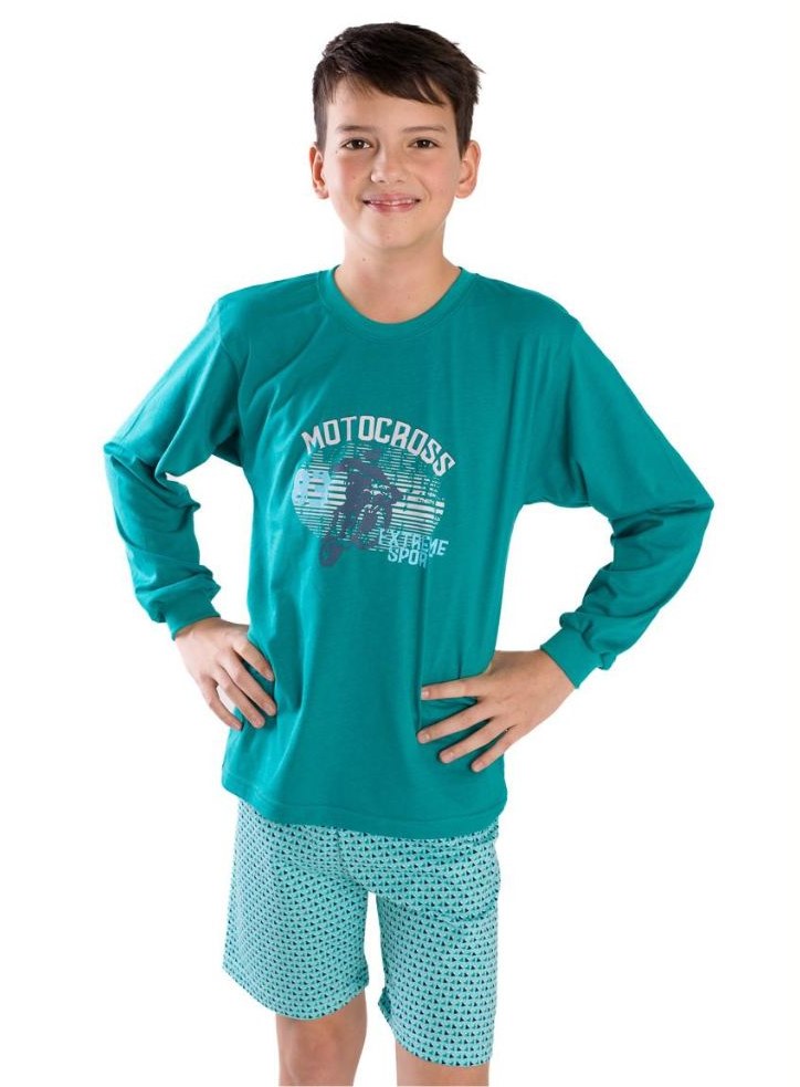 Chlapecké pyžamo Betty Mode triko dl. rukáv + kraťasy zelené