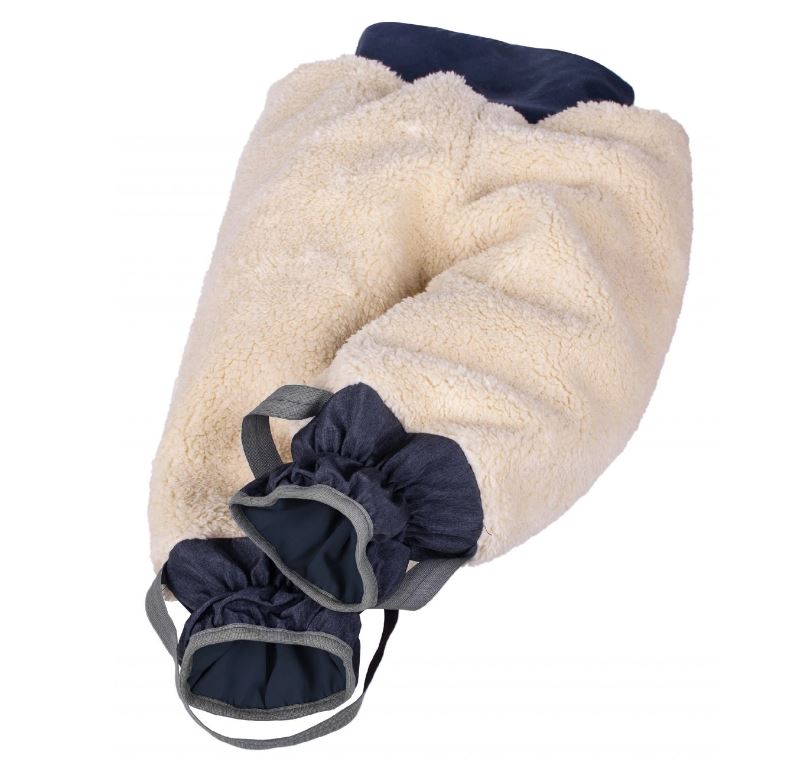 Dívčí zimní kalhoty Unuo s umělým kožíškem PLUS černé kouzelné květiny