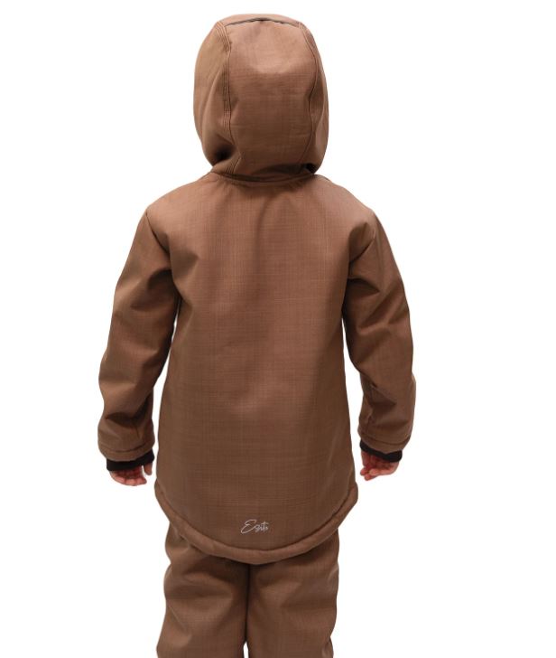 Dětská zimní softshellová bunda Esito s kožíškem hnědá
