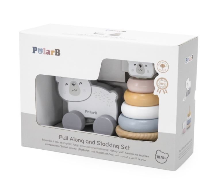 Dřevěná tahačka a pyramida lední medvěd