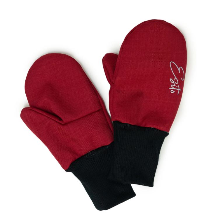 Dětské zimní rukavice Esito s umělým kožíškem červené