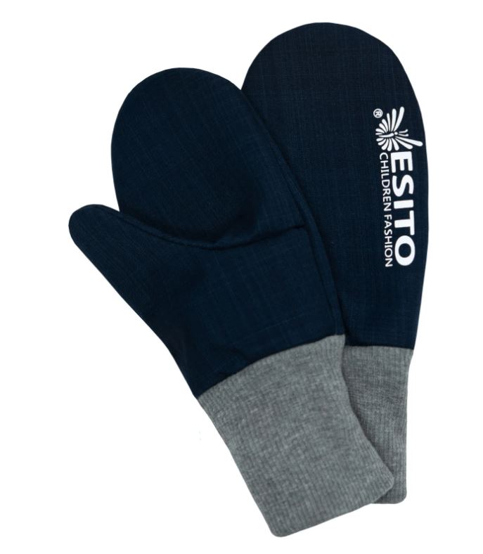 Dětské zimní rukavice Esito s umělým kožíškem tmavě modré