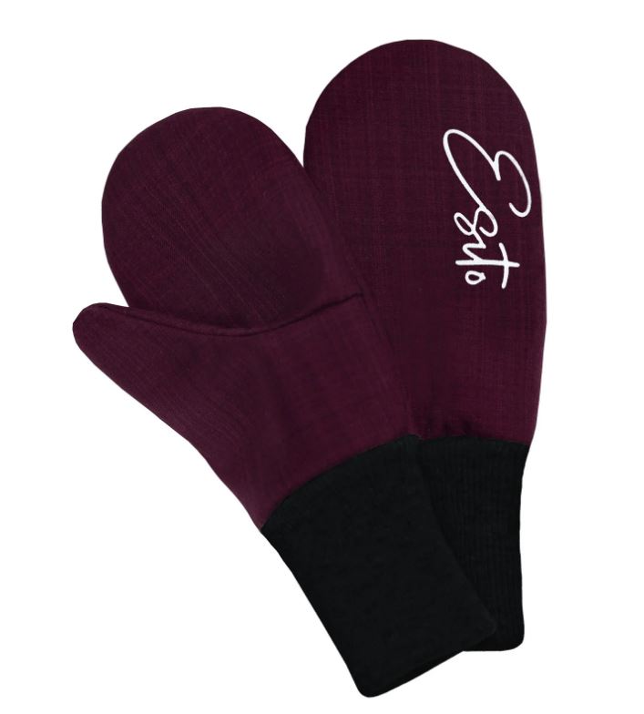 Dětské zimní rukavice Esito s umělým kožíškem vínové