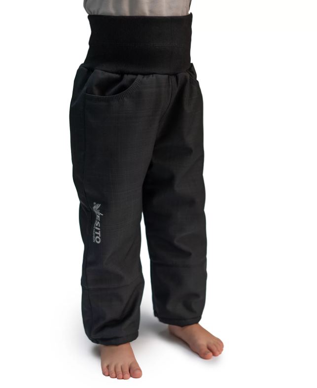 Dětské zimní softshellové oteplovačky Esito s umělým kožíškem černé