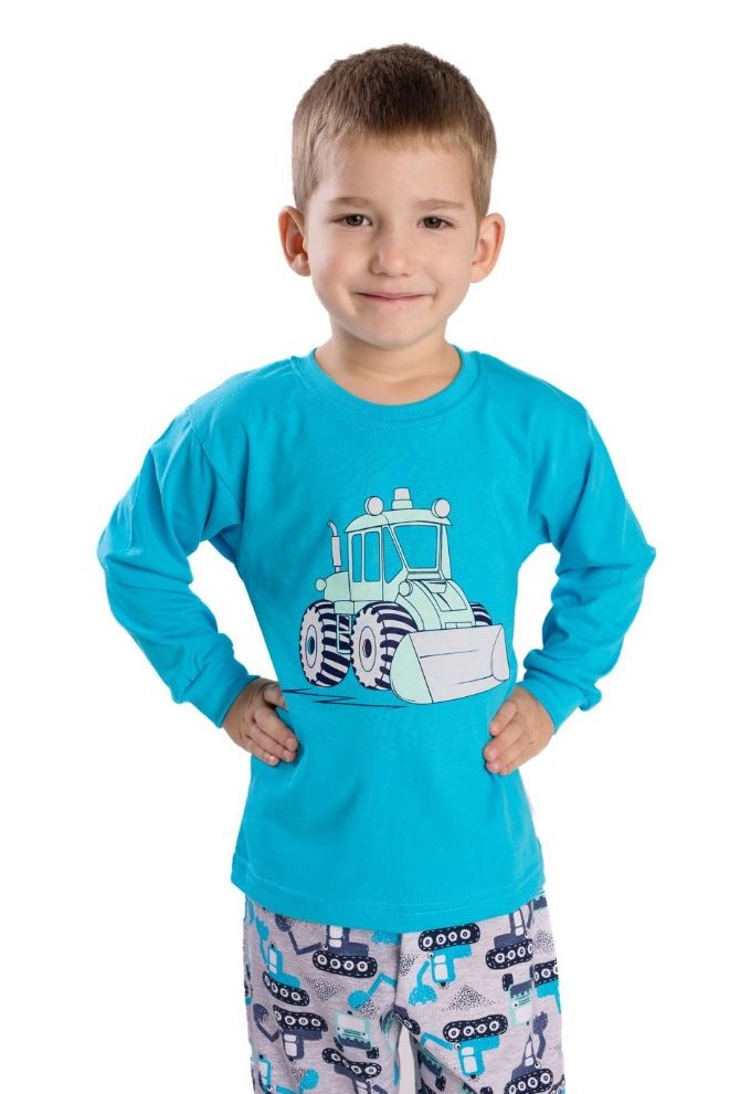 Chlapecké pyžamo Betty Mode bagr s radlicí tyrkys