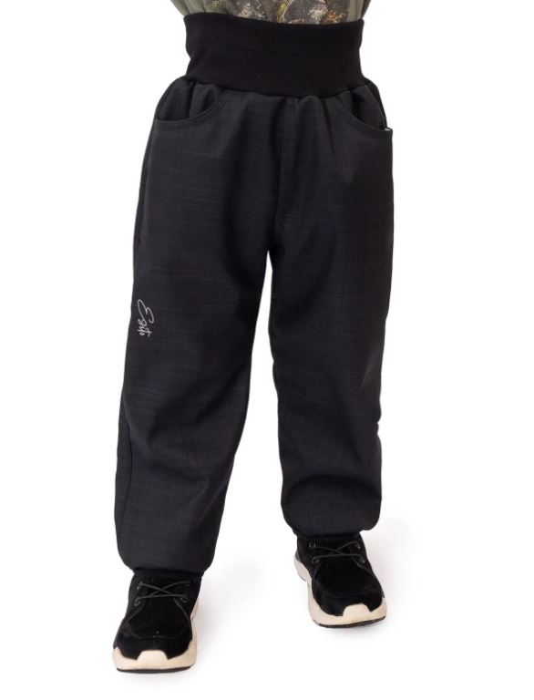 Dětské zimní softshellové kalhoty Esito s umělým kožíškem černé