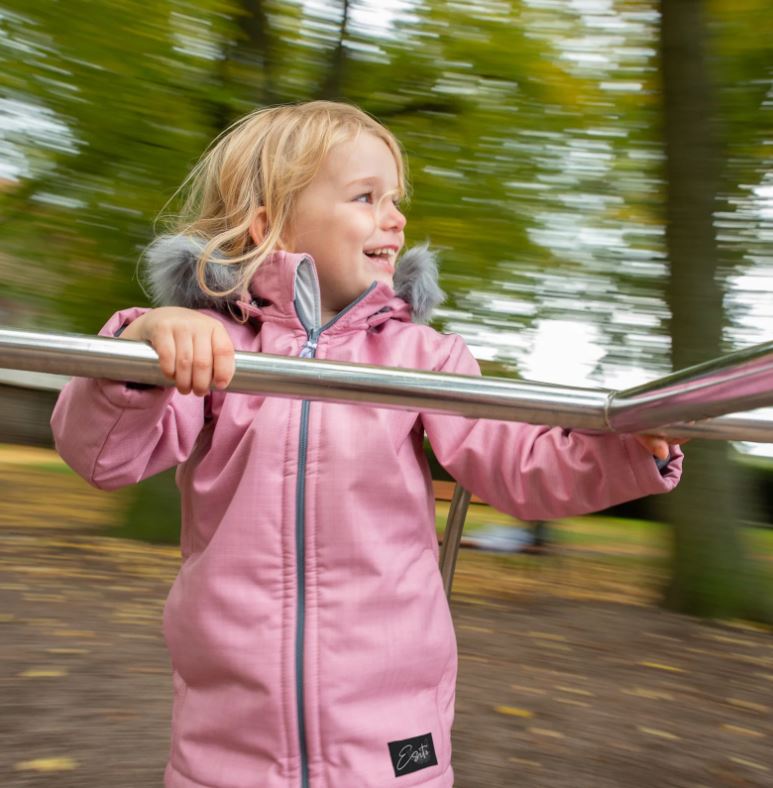 Dívčí zimní kabát Esito s umělým kožíškem růžový