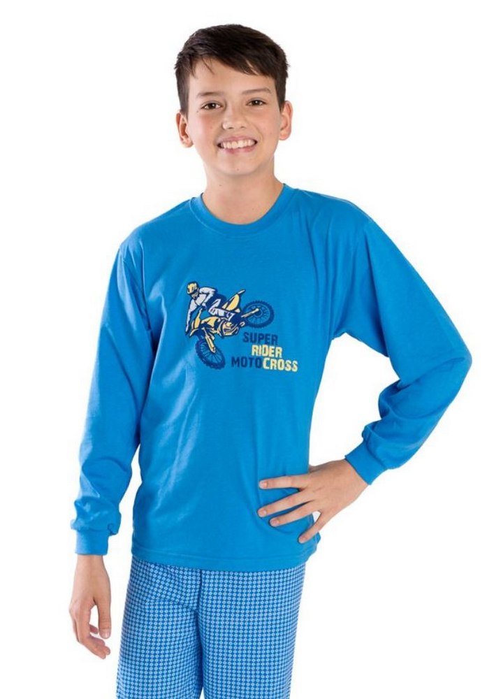 Chlapecké pyžamo Betty Mode Motocross SUPER RIDER modré