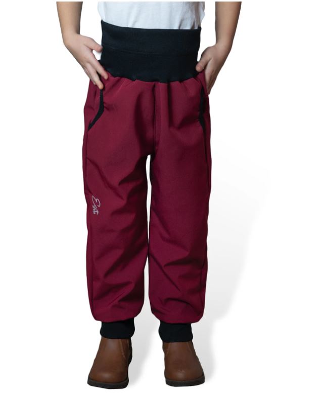 Dívčí rostoucí softshellové kalhoty Sport Esito s fleecem vínové