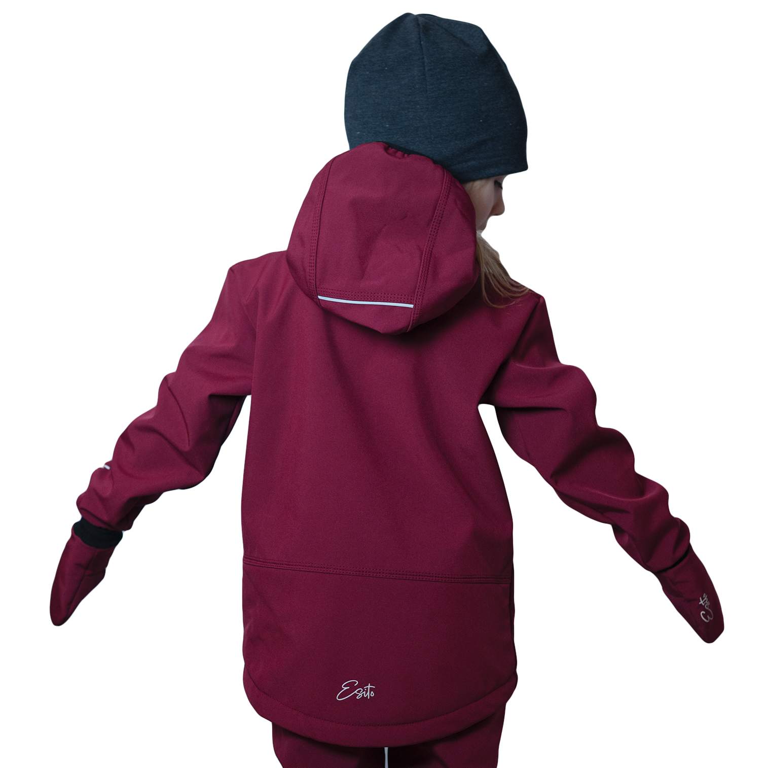 Dívčí jarní/podzimní softshellová bunda Esito s fleecem duo vínová